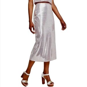 MICHAEL Michael Kors Shimmering Blush Metallic Midi Skirt